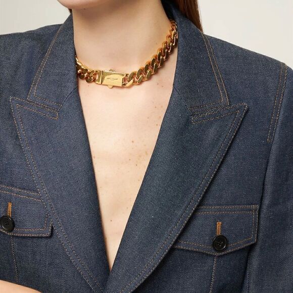 SAINT LAURENT TWO-TONE CHAIN NECKLACE IN METAL - Picture 1 of 8